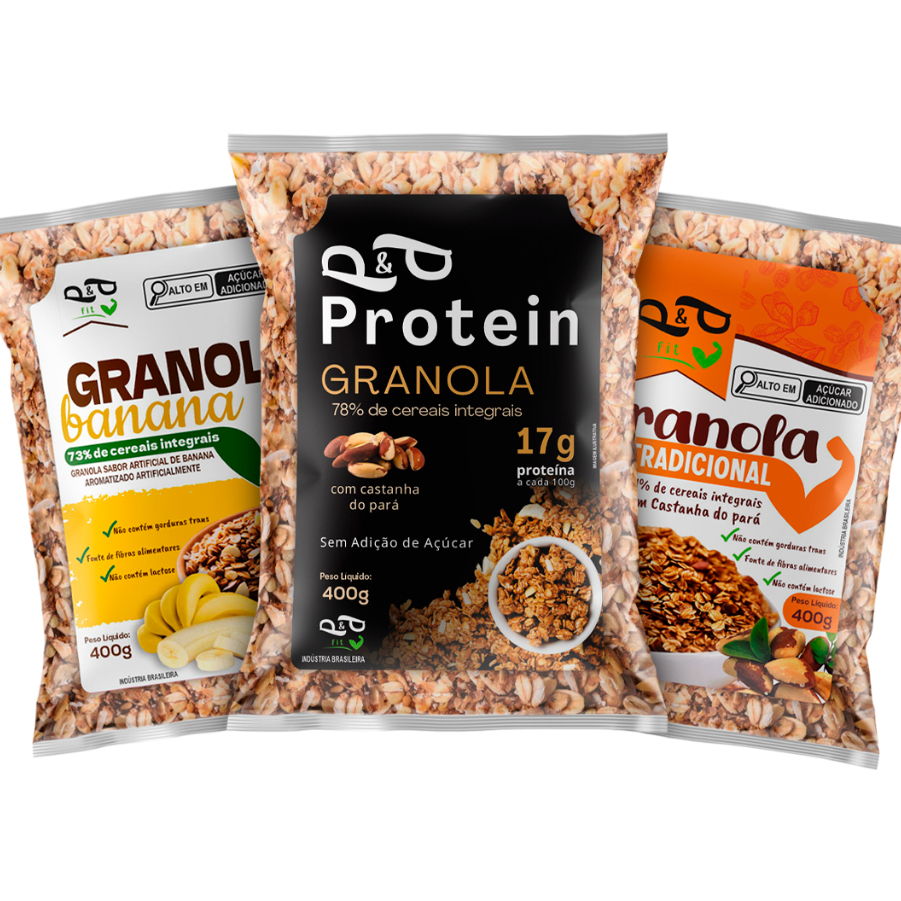 Kit Granola Protein + Banana + Tradicional 400g em Oferta na Shopee