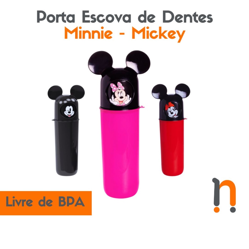 Porta Escova de Dente e Pasta Infantil Mickey ou Minnie