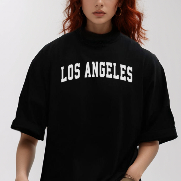 Camiseta Oversized Feminina Unissex Los Angeles com Estampa Moda Streetwear Algodão Masculina