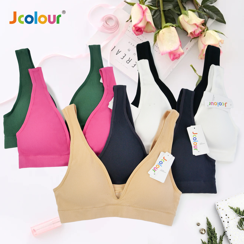 Jcolour Kit 2 Sutiã Sexy Sem Costura com Bojo Confortável Alta Elastico e Decote Profundo em V em Oferta na Shopee