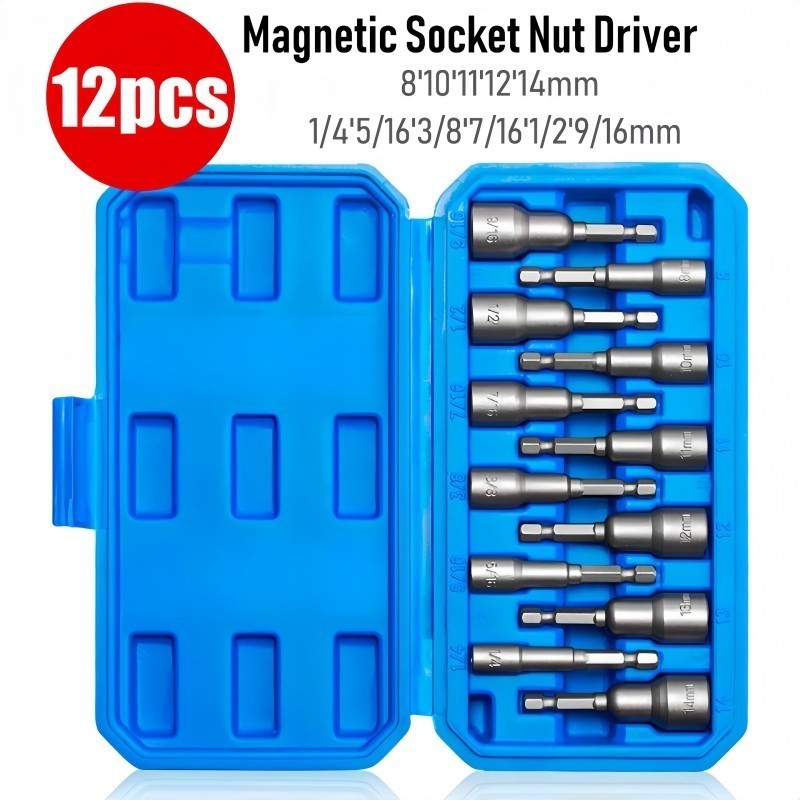 Kit De 12pçs Pontas Bits Soquetes Tipo Cachimbo Magnéticos 8-1/4mm Em Aço P/ Parafusadeira Ferramenta Profissional em Oferta na Shopee