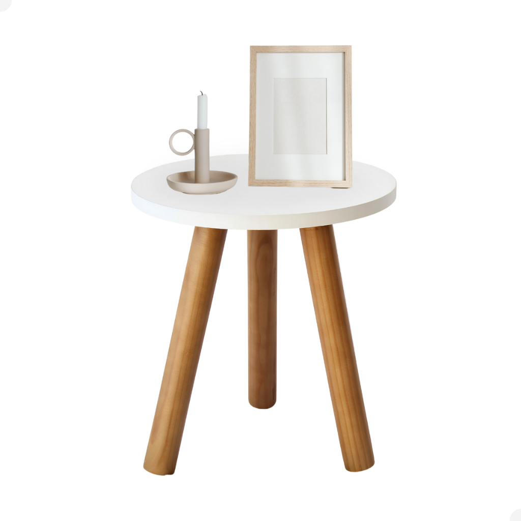 Mesinha De Canto Redonda Sofá Sala De Estar Compacta Mesa Lateral Pe Palito Decoração Apartamento Quarto