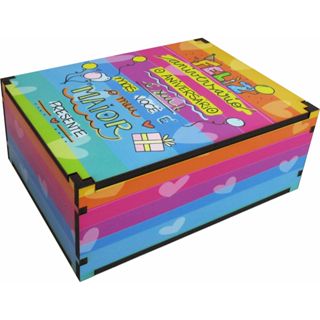 Caixa Presente Decoração Feliz Aniversário 23x17x9 Mdf em Oferta na Shopee