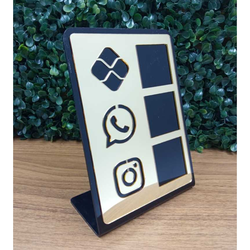 Placa Pix Display Acrílico Mesa Balcão PIX Zap Instagram Interativo em Oferta na Shopee