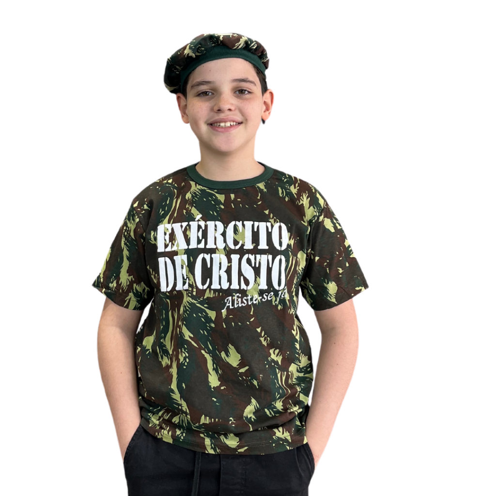 Camiseta Camuflada Infantil Exercito de Cristo em Oferta na Shopee