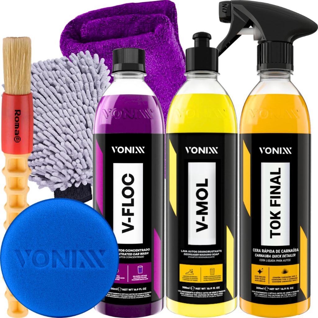 Kit Shampoo V-Mol Desengraxante V-Floc Cera Carnaúba Tok Final Vonixx em Oferta na Shopee