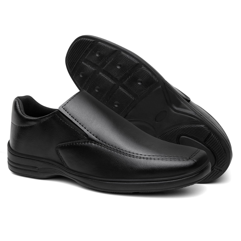 Sapato Derby Masculino Preto Slip On Formal Social Elegante