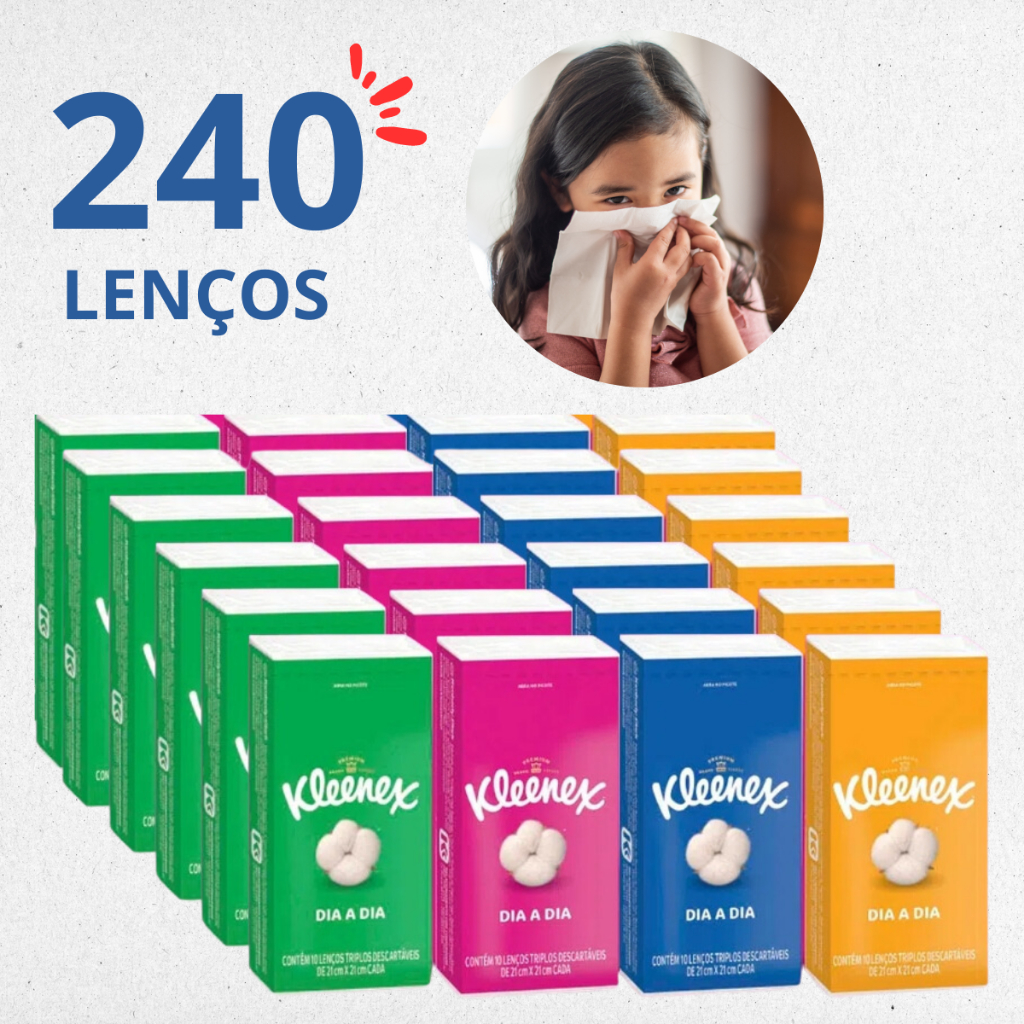 240 Lenço de Papel Triplo Kleenex Kit Descartavel Pano Toalhas em Oferta na Shopee