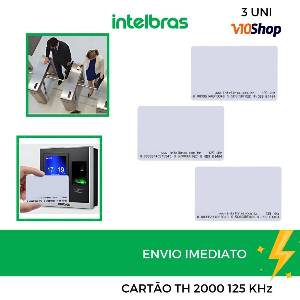 Kit 3 Cartão Proximidade Rfid 125 Khz Th 2000 Intelbras Abertura Fechadura Controle Acesso e Ponto