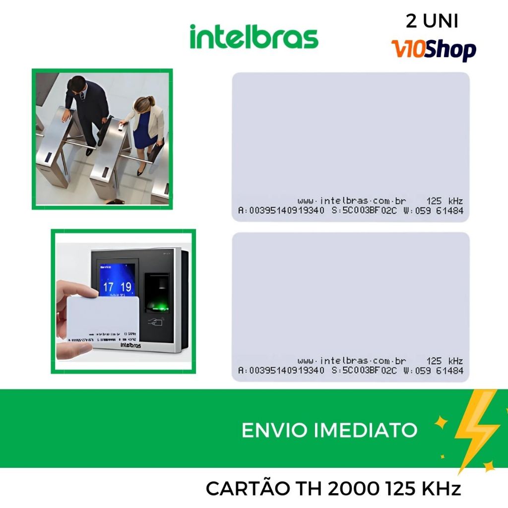 Kit 2 Cartão Proximidade Rfid 125 Khz Th 2000 Intelbras Abertura Fechadura Controle Acesso e Ponto