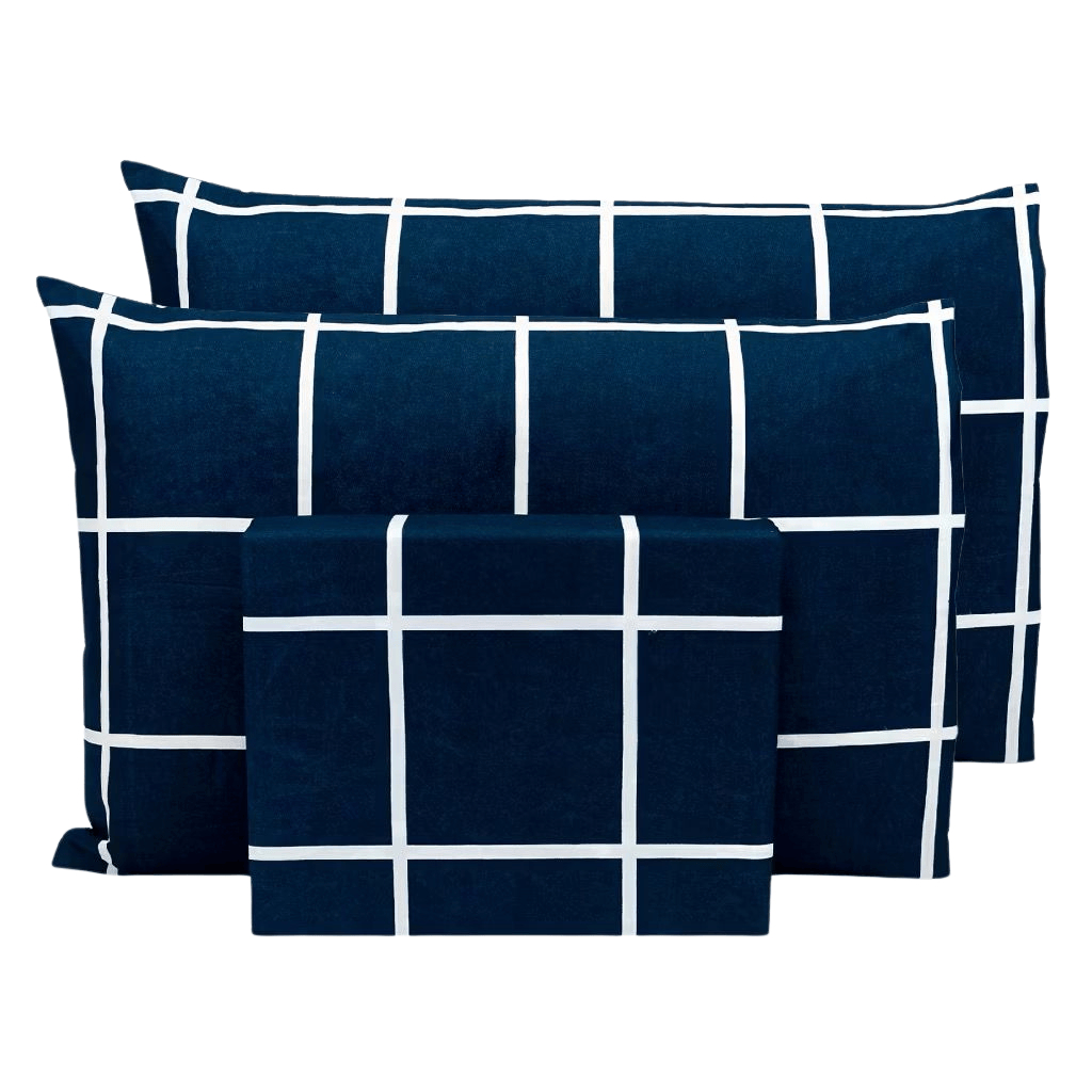 Jogo de Cama Lençol Casal Padrão Queen Grid 3 Peças Micropercal 400 Fios