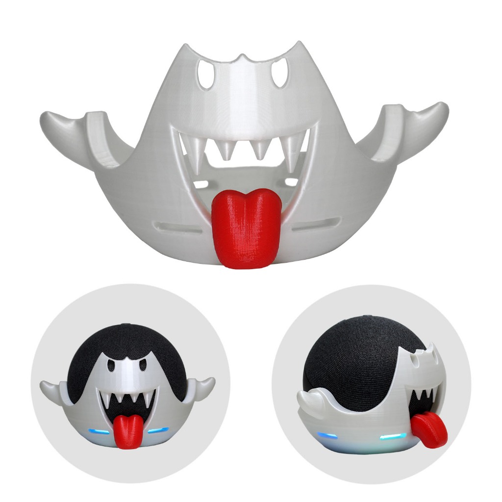 Suporte em formato de Fantasminha Mario para Alexa Echo Dot 4 e 5 do Jogo Clássico