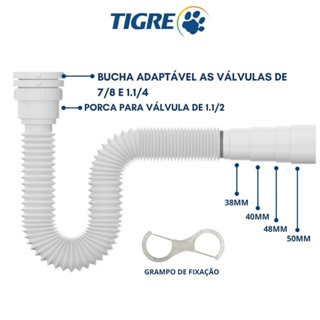 Kit 3 Sifão Tigre Lavatorio Pia Sanfonado Extensível Ajustável Sifão Cozinha Banheiro Universal