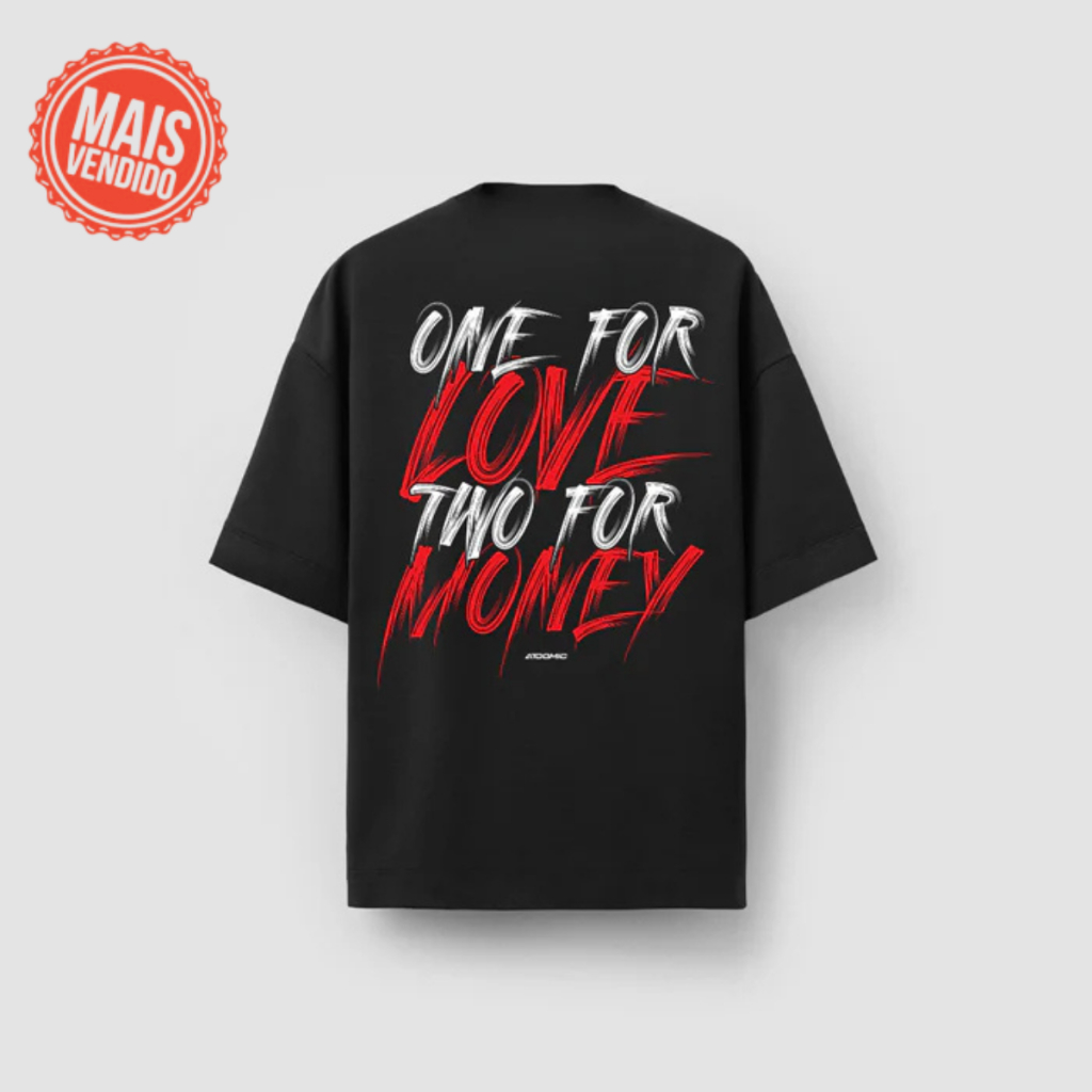 ATOOMIC 16 - Camiseta Masculina Oversized Premium 20.1 One For Love Two For Money Streetwear Camisa Unissex em Oferta na Shopee