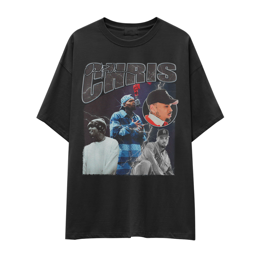 Camiseta Bootleg Chris Brown Unissex P Sair Confortavel 100% Algodão Oversized