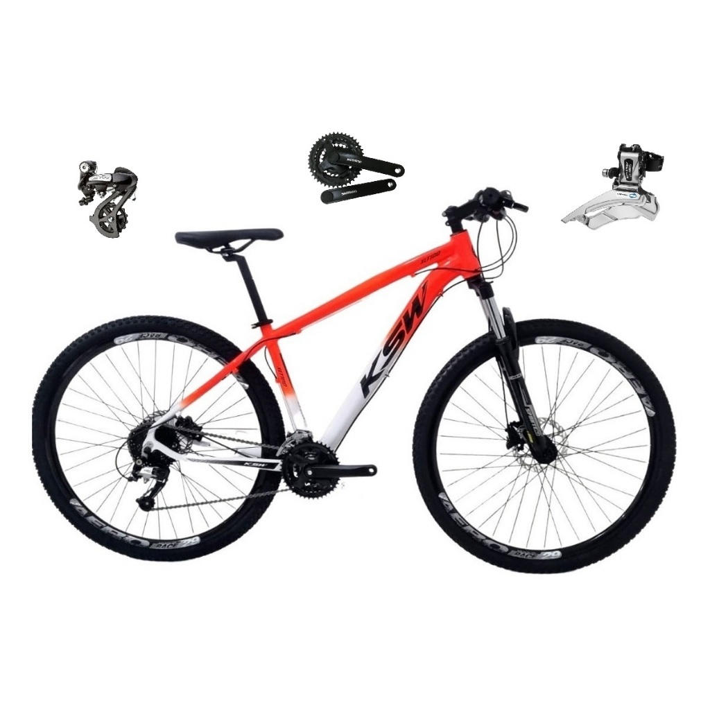 Bicicleta aro 29 Ksw Xlt Shimano Altus 24V Pedivela Ty301 Freio Disco Hidráulico Garfo Trava