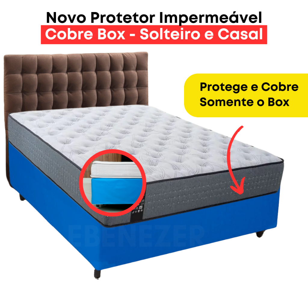 Capa Cobre Box Cama Solteiro e Casal Protetor Luva Impermeável Resistente Saia Cama Box Antialérgica