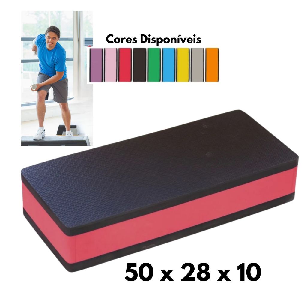 Step Academia 50 X 28 X 10 Para Exercíos Fitness Aeróbico Esporte E.V.A