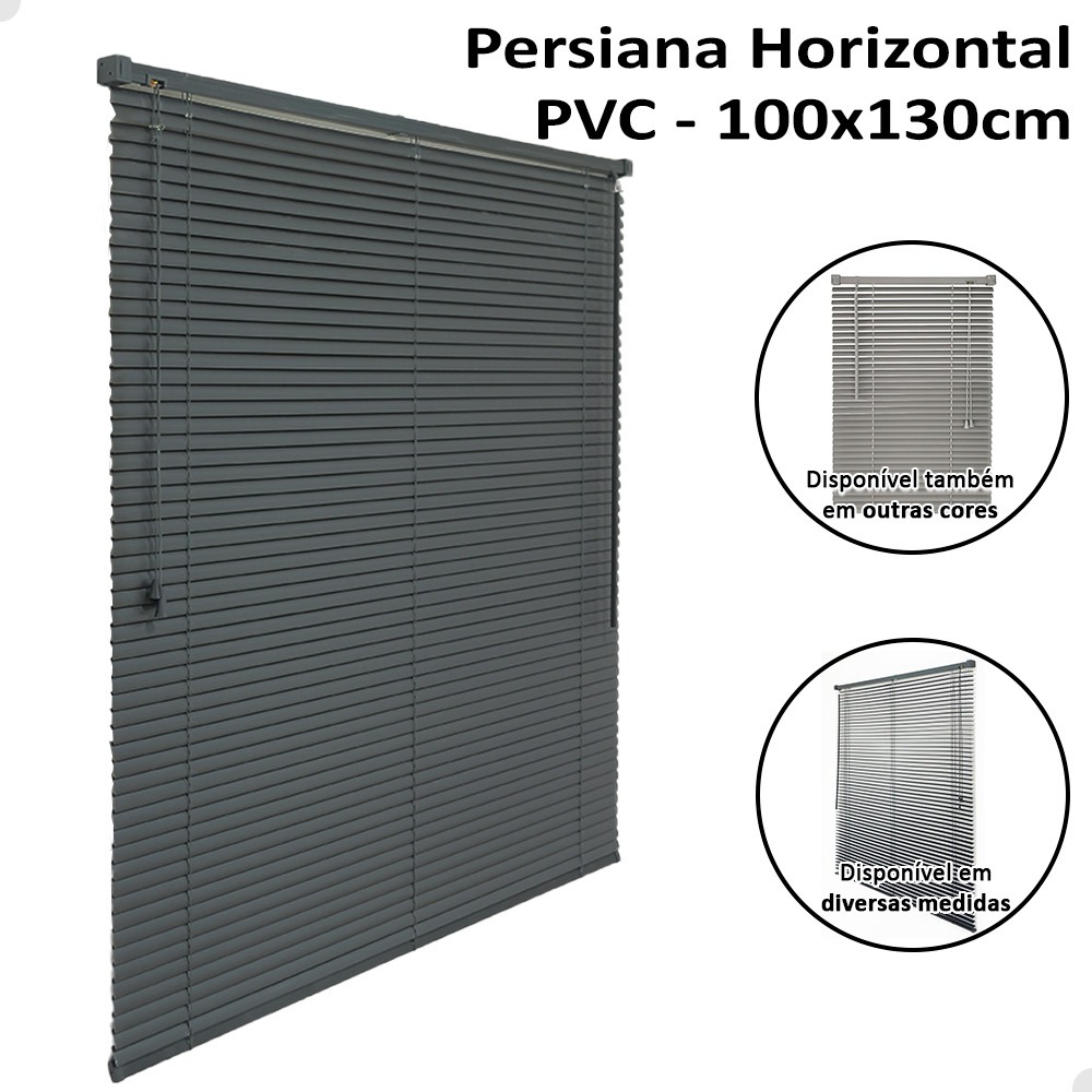 Persiana Horizontal 100x130cm PVC 25mm Cortina Sala Quarto em Oferta na Shopee