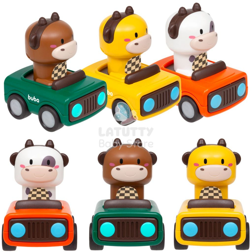 Carrinho Fricção Buba Animal Racing Brinquedo Infantil Bebe 12 Meses