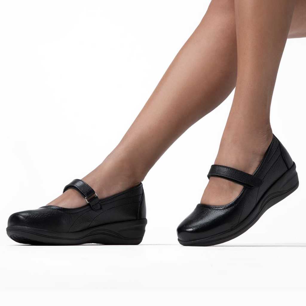 Detalhes do Sapatilha feminina  Boneca Retrô plataforma  em Couro Legítimo ref 1400