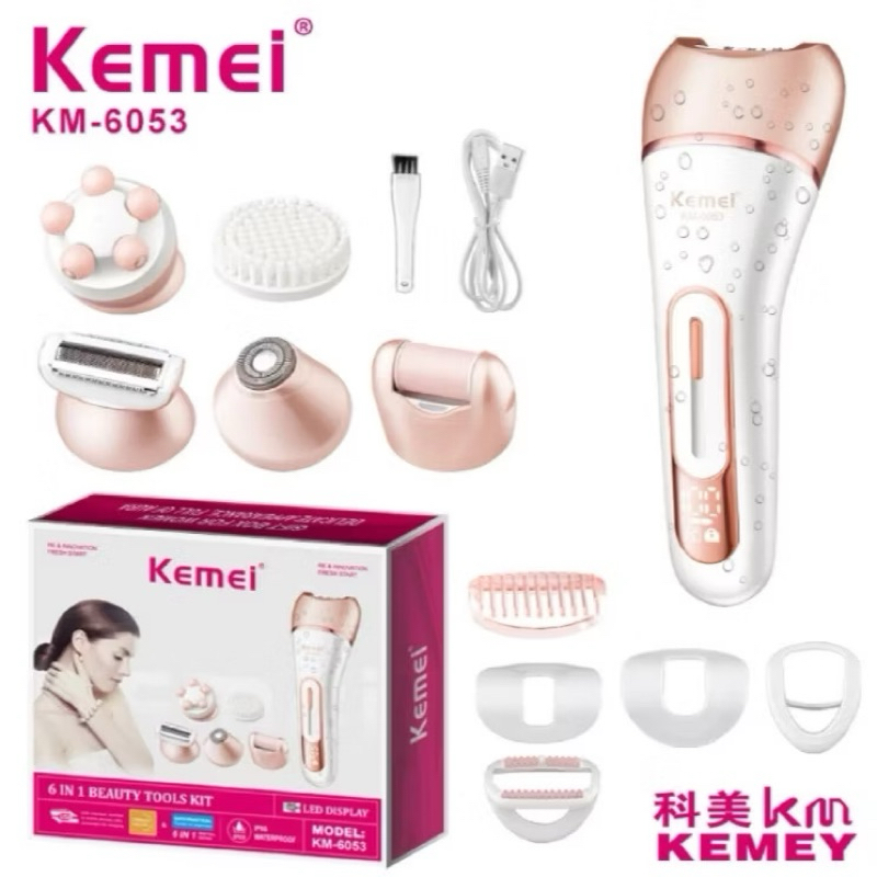 Kemei Depilador 6053  Feminino Elétrico, Barbeador Feminino, Perna Corpo Depilação Depilador KM 6053 em Oferta na Shopee
