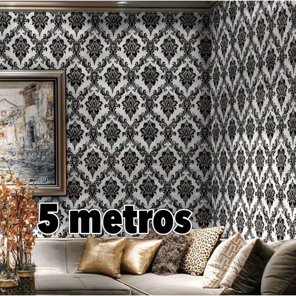 Papel de Parede 3D Flor Preto 5 METROS x 45CM Adesivo Autocolante para Sala, Quarto em Oferta na Shopee
