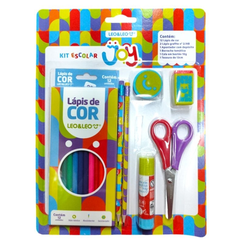Kit Escolar 18 peças -  tema JOY (LeoeLeo)