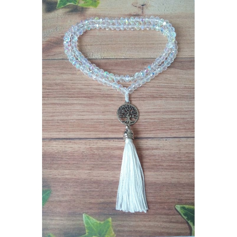 Imagem Japamala 108 Contas Cristal Boreal com meru pingente árvore da vida rosário budista Ref:418
