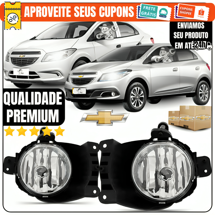Par\Dir\Esq Farol Milha GM Onix Prisma 2012 á 2016 Joy 2017 á 2019 Todos Os Modelos