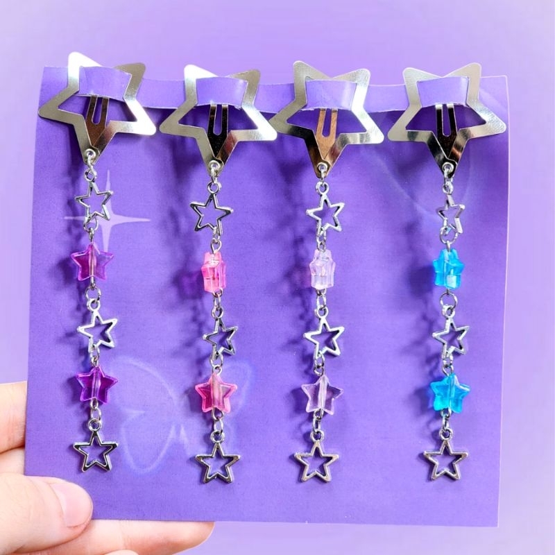 Kit Presilha de Estrelas Coloridas - Conjunto de presilha de estrelas com miçangas de estrelas color em Oferta na Shopee