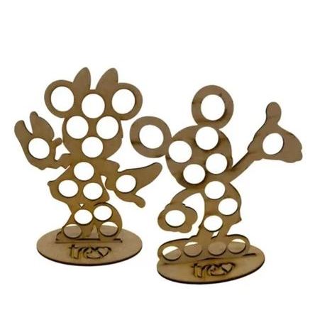 Porta Cápsulas Três Corações Chá Café MDF Casal Mickey e Minnie