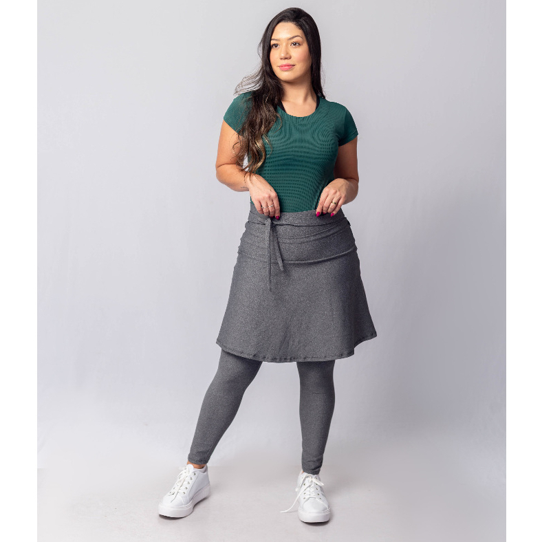 Calça Legging Com Saia Fitness Moda Evangélica Com Laço Bebbela em Oferta na Shopee