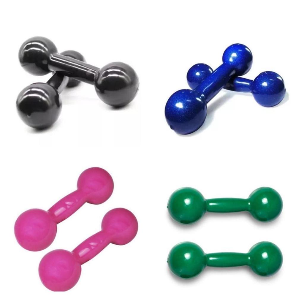 Kit Pares de Halteres Emborrachados Musculação de 1kg + 3kg + 4kg + 5kg cada