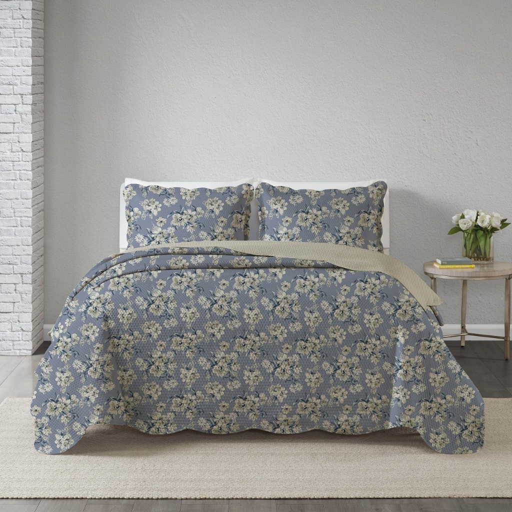 Kit Colcha Cobre Leito Queen 3 Peças Estampada