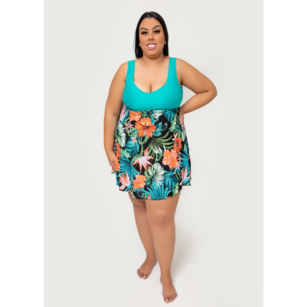 Maio De Vestido Plus Size 2 Em 1 - Tamanhos 56 58 60 62 64 em Oferta na Shopee
