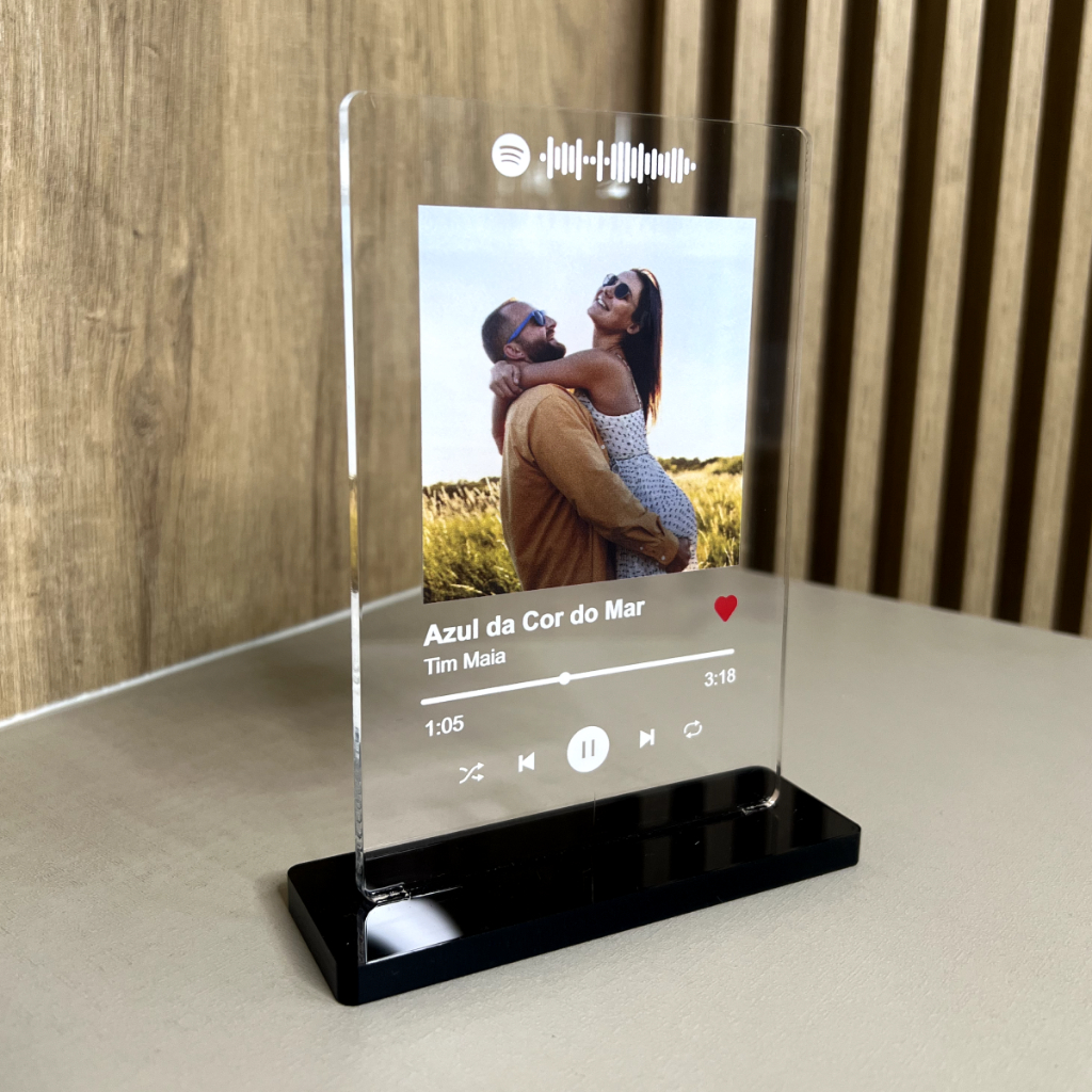 Placa Decorativa Interativa Spotify Acrílico Casal 15x10