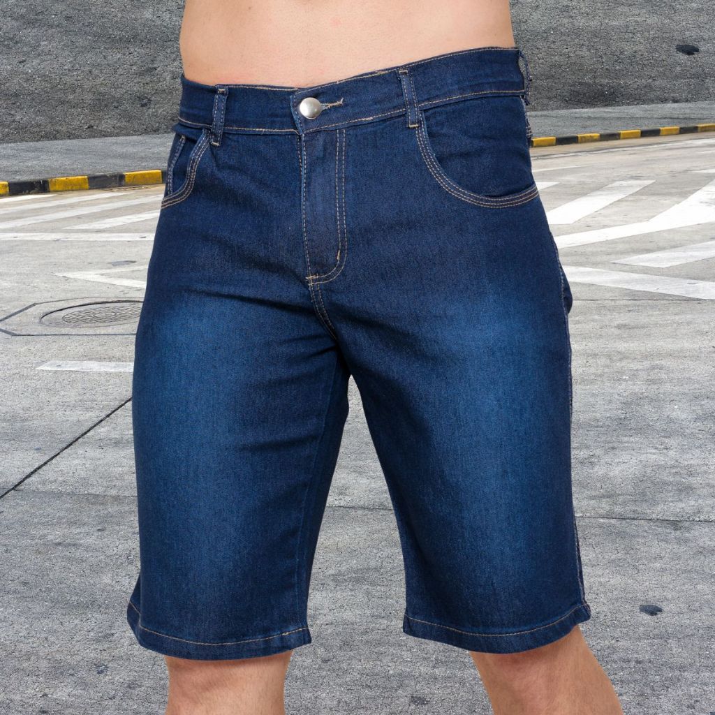 Bermuda Jeans Shorts Cor Preto  Claro Medio Escuro Masculinos Alta Qualidade Com Elastano Sport Loja de Fábrica