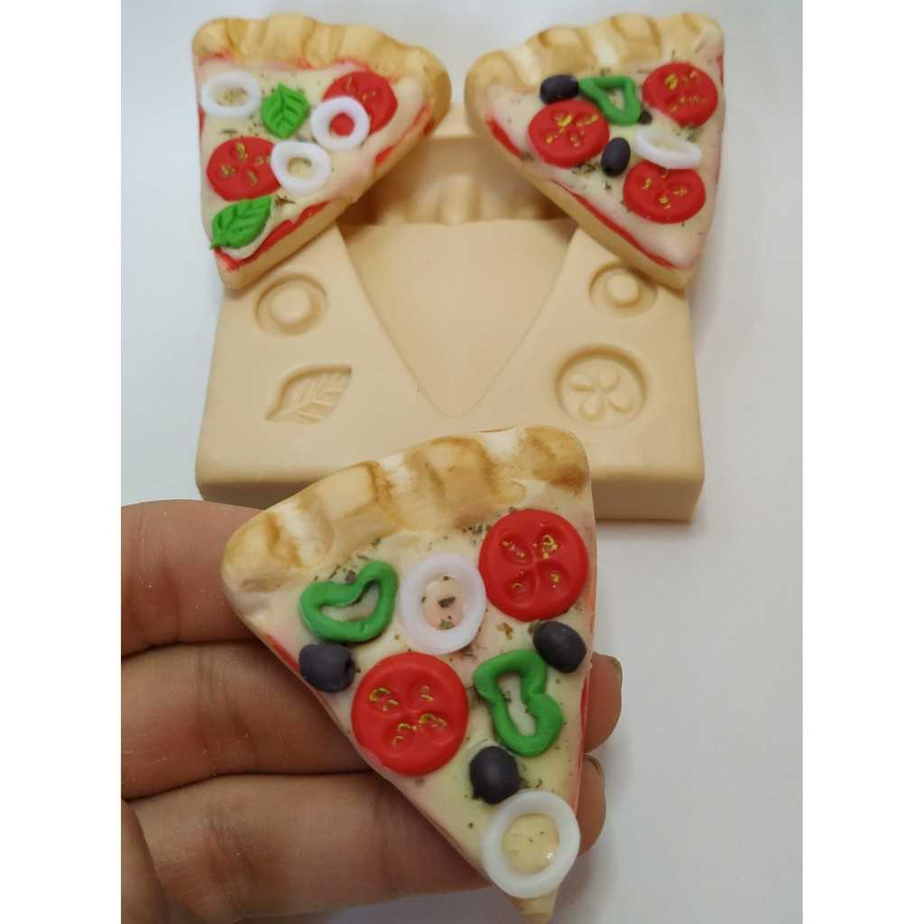 Molde de Silicone para Artesanato - Fatia de Pizza - 5 cm - Comidas em Oferta na Shopee