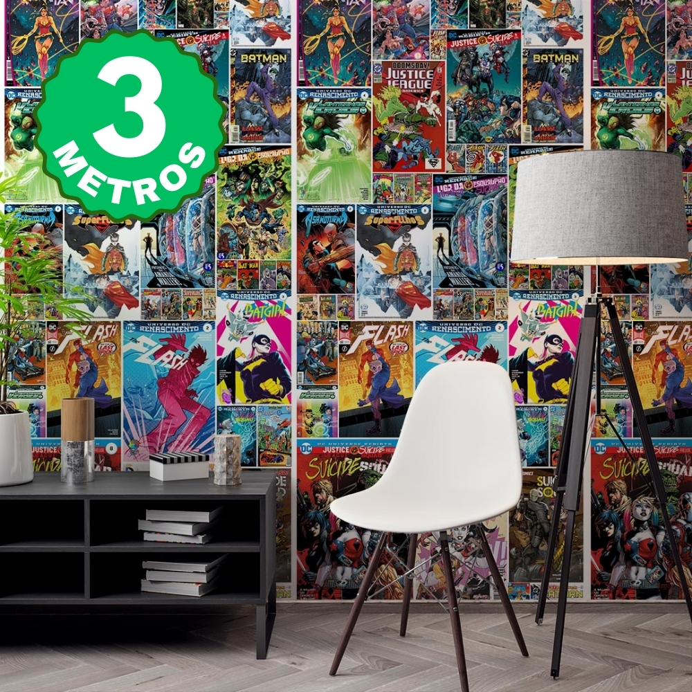 Papel de Parede Super Heróis DC e Marvel Batman Coringa Super Man Quadrinhos Coloridos Manga Lavável