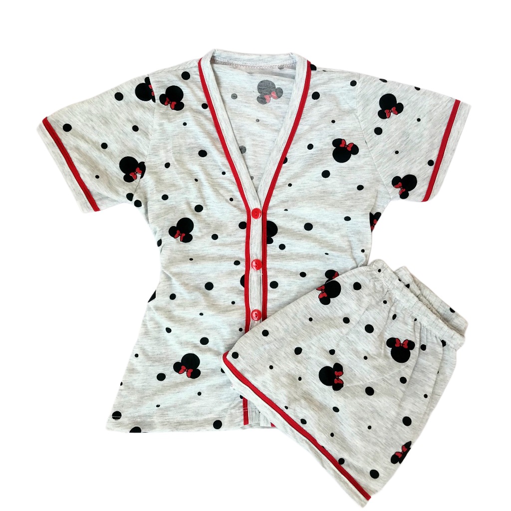 Pijama Curto Baby Doll Americano Blogueirinha Sem Gola com Botão Feminino Adulto Amamentação gola V em Oferta na Shopee