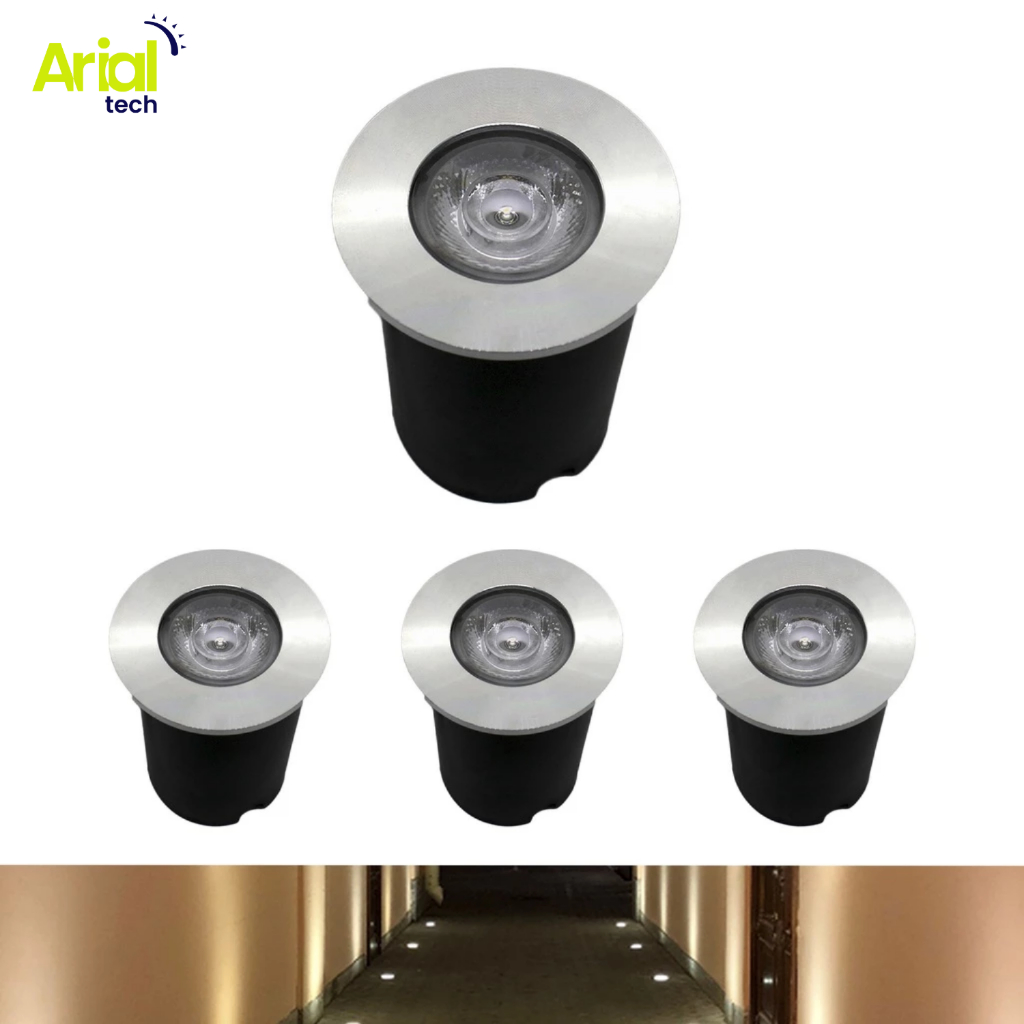 Kit 4  Spot Balizador Led Embutir Chão Piso Jardim 1w Quente em Oferta na Shopee