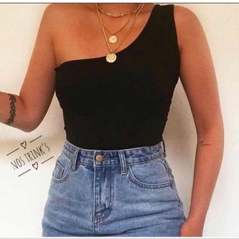 kit de 2 Body Mula Manca Uma Alça Regata Um Ombro Só Feminino Moda Verão  Balada Tendência  Festa