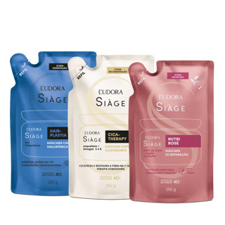 Siage Eudora Cronograma Capilar Máscara Refil 250g Cica Therapy+Nutri Rosé+Hair Plastia ou...