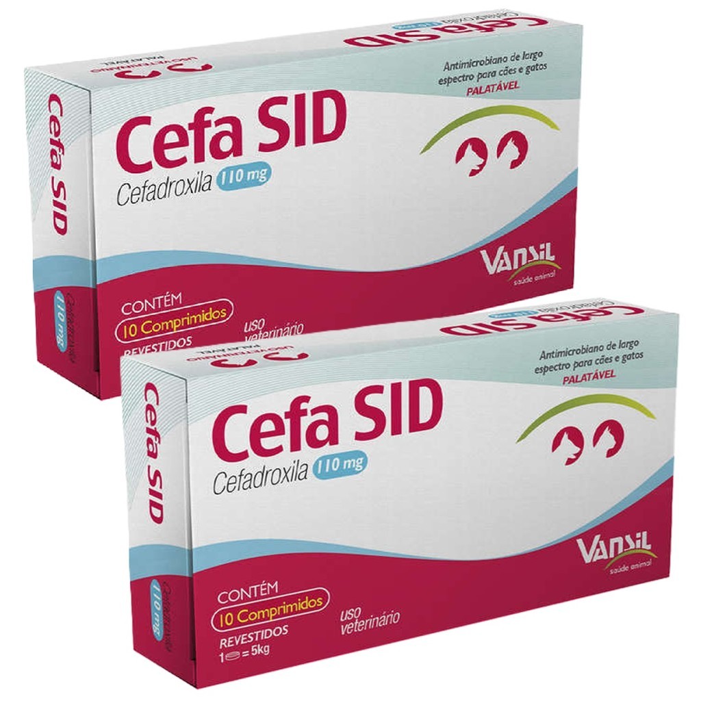 Kit 2 Antimicrobiano Vansil Cefa SID Cefadroxila para Cães e Gatos de 1 a 5 Kg - 110 mg em Oferta na Shopee