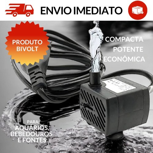 Bomba Bivolt Submersa Bombinha Motor Aquário Fonte Bebedouro Pet 180l/h Cabo 120cm Cascata