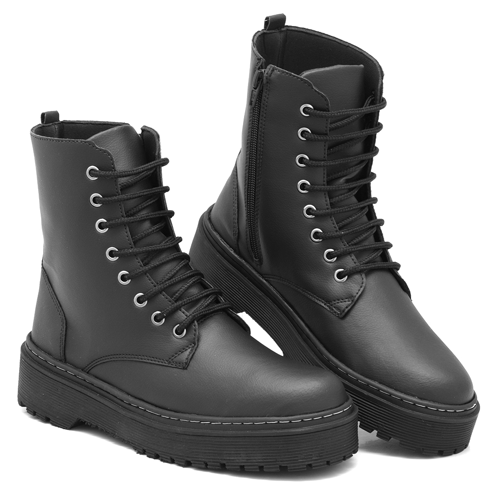 Bota Feminina Coturno Tratorado Cano Curto Plataforma Retro Blogueira Confort