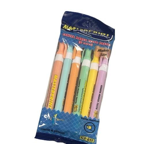 Kit 72 Marca Texto Caneta Slim (36 Neon + 36 pastel) Infantil Diversas Cores Escolar Masterprint