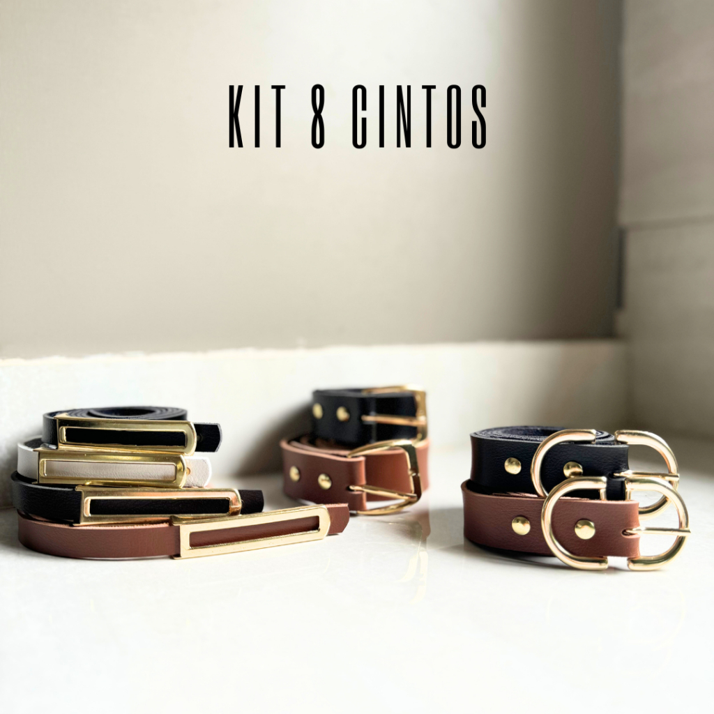 Kit 8 Cinto Feminino da Moda Fino + Classico + Blogueira em Oferta na Shopee