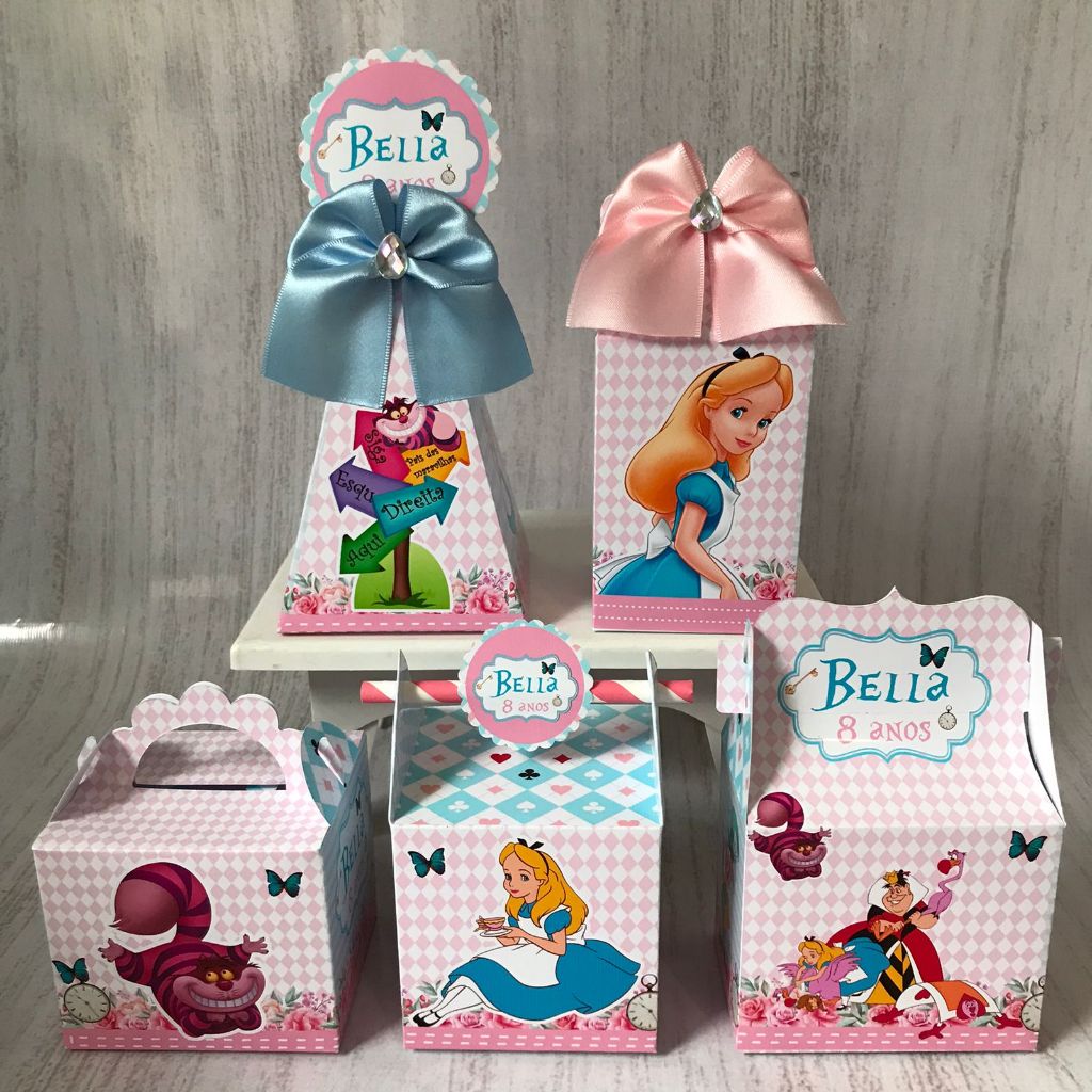 PEGUE E MONTE - Kit Festa Personalizados Alice no Pais das Maravilhas Lembrancinhas Caixinhas para festa